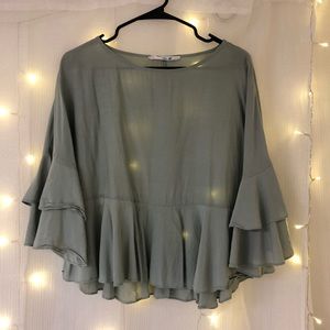 Lizard Thicket Ruffle Semi- Crop Top